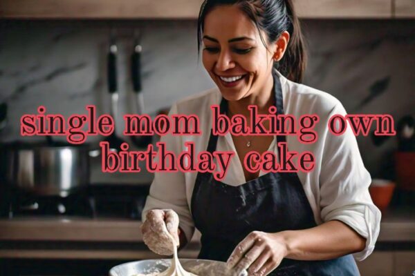 single mom baking own birthday cake